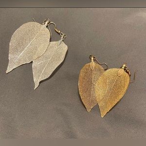Leaf earrings - 2 sets - one gold and one silver